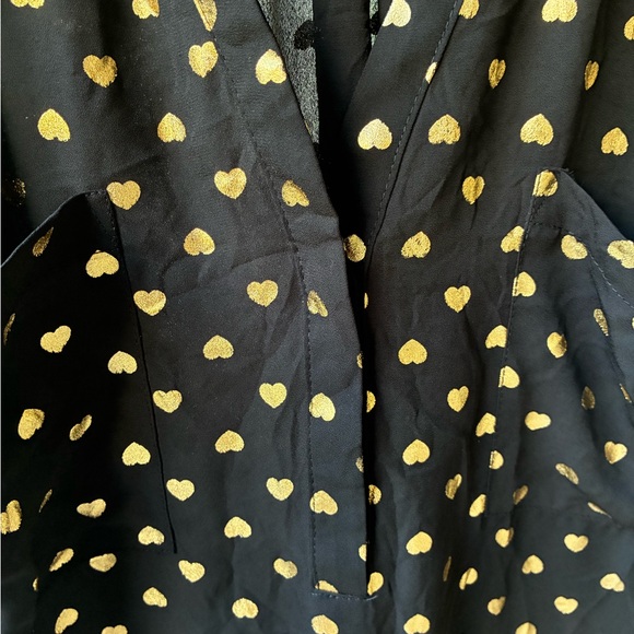 Torrid Gold Heart Print Harper Blouse Size 3 Plus Size Black - Picture 5 of 10